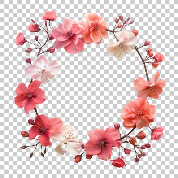 PSD circle frame by pink flowers christmas wreath frame adorned with floral ai generated png transparent