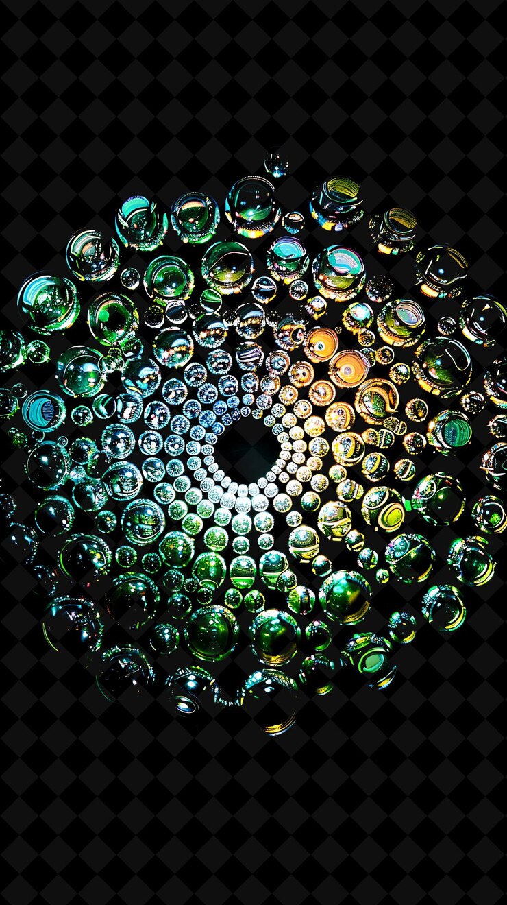 PSD a circle of glass bottles with a circle of green glass