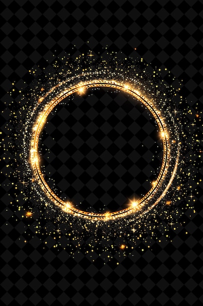 PSD a circle of gold sparkles with a circle of gold sparkles on a black background