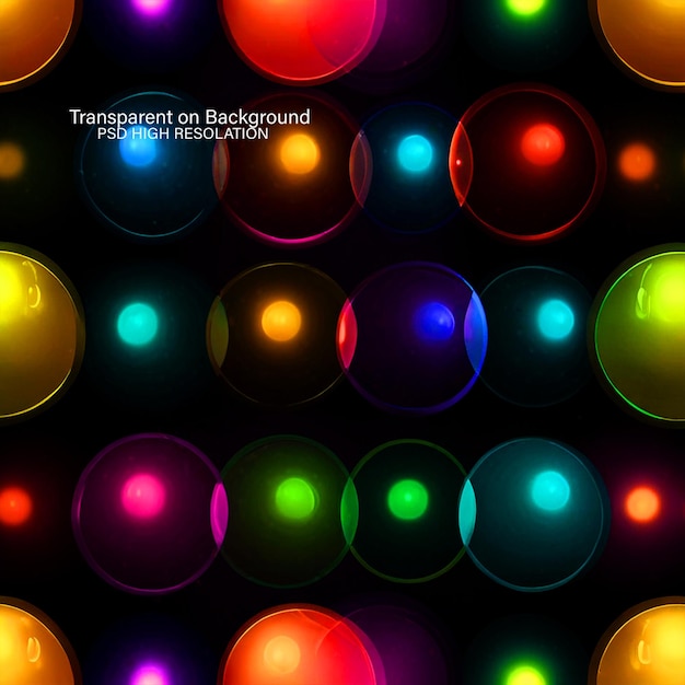 Circle neon frames in many colors on Transparent Background