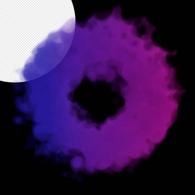 circle of smoke blue purple on a transparent background 3d render