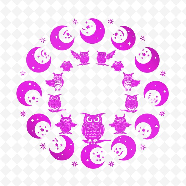 PSD a circle of owls and owls with a circle of text on the bottom