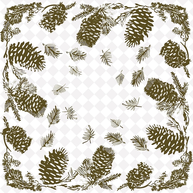 PSD a circle of pine cones on a white background