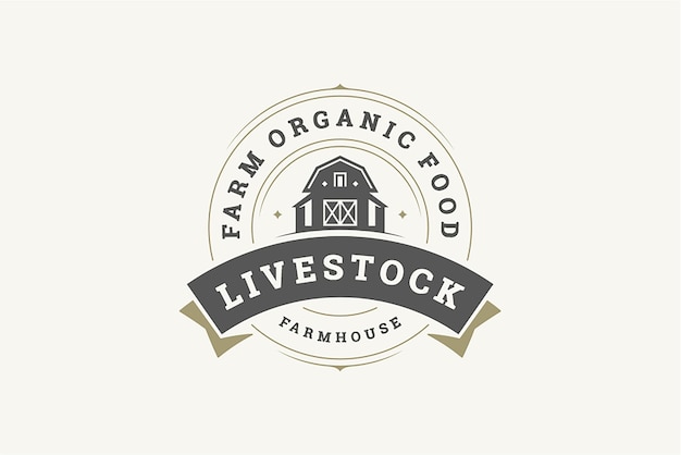 Circle premium quality farm market local food production logo design template