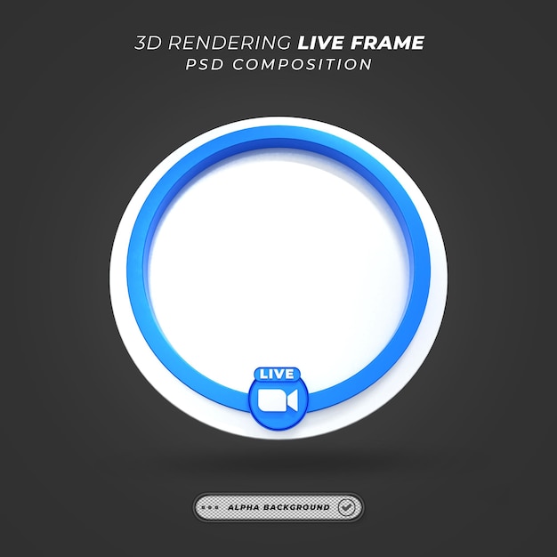 PSD circle profile 3d frame for live streaming on social media