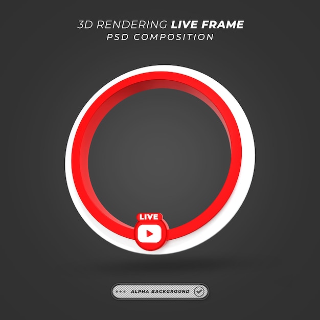 PSD circle profile 3d frame for live streaming on social media