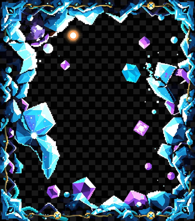 PSD a circle of purple and blue gems is surrounded by purple and blue diamonds