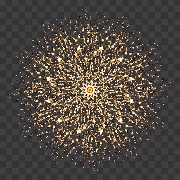 A circle shape of fireworks effect with fire sparks on a transparent background