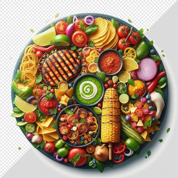 PSD a circle of vegetables and fruits with a circle of a circle of vegetables