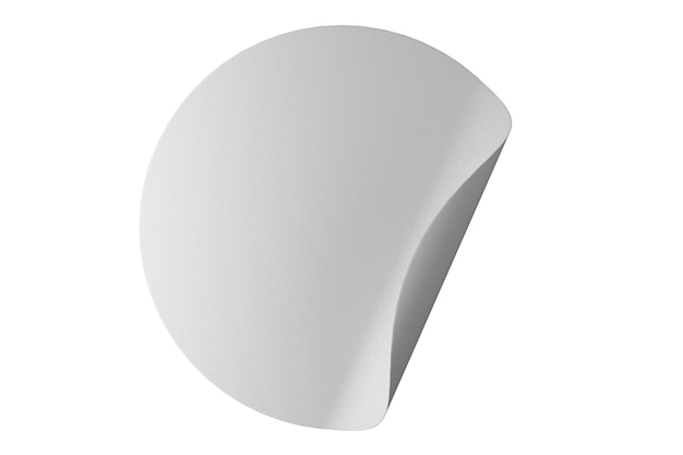 Circle white sticker with rounded edges 3d render image