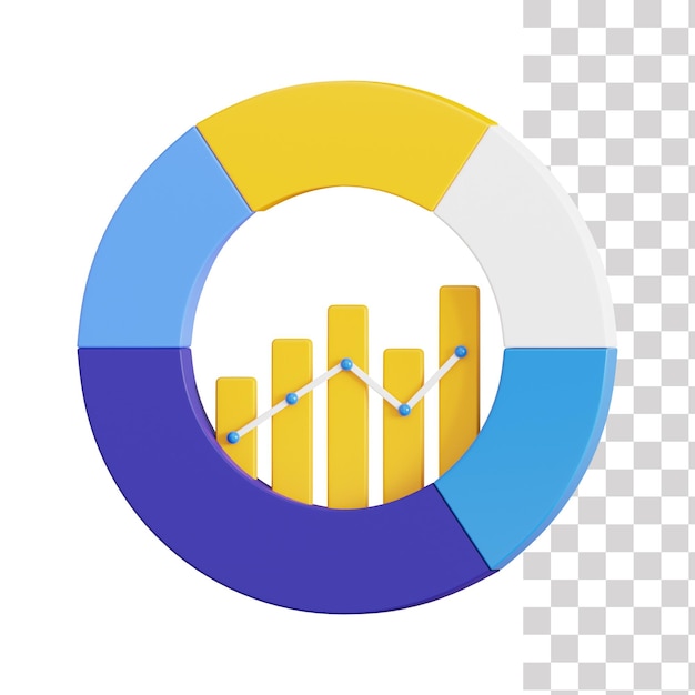 PSD un cerchio con un grafico e un cerchio blu e giallo con sopra un grafico.