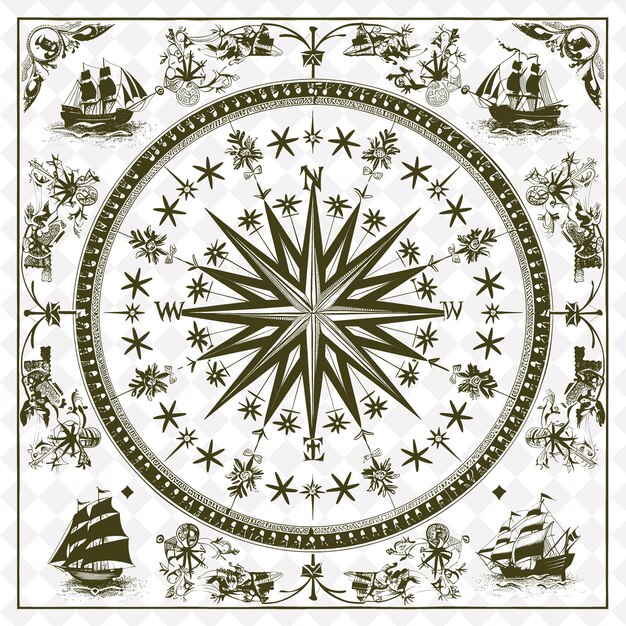 PSD a circle with a ship and a star on it