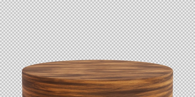 製品展示用の丸い木製テーブルの前景