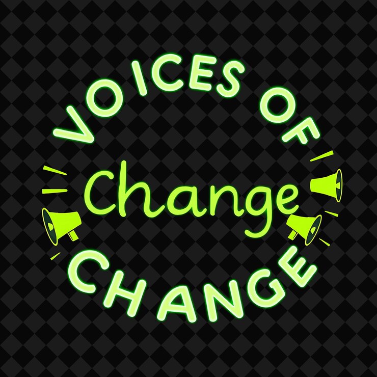 PSD a circle of words that say quot voice of change quot