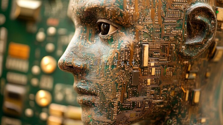 PSD circuit board humanoid face profile