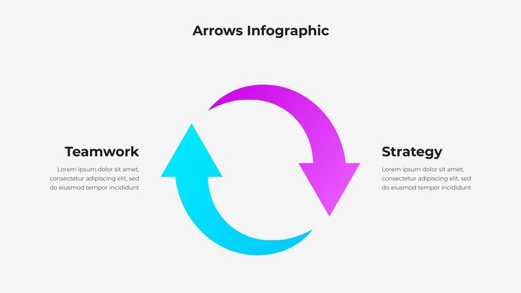 PSD circular arrows infographic for teamwork and strategy