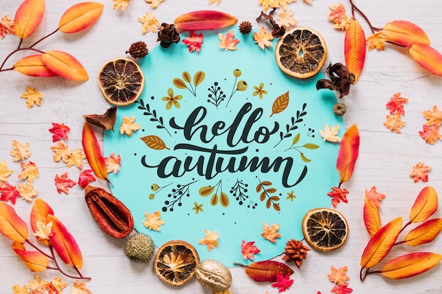 PSD circular autumn mockup