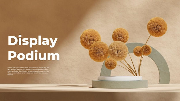 circular backdrop rendering 3d template mockup ceramic texture curved cylinder podium in landscape
