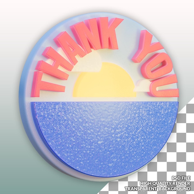 PSD circular chip with a sunset and the words thank you