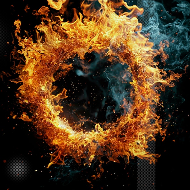 PSD circular fire flame effect transparent background