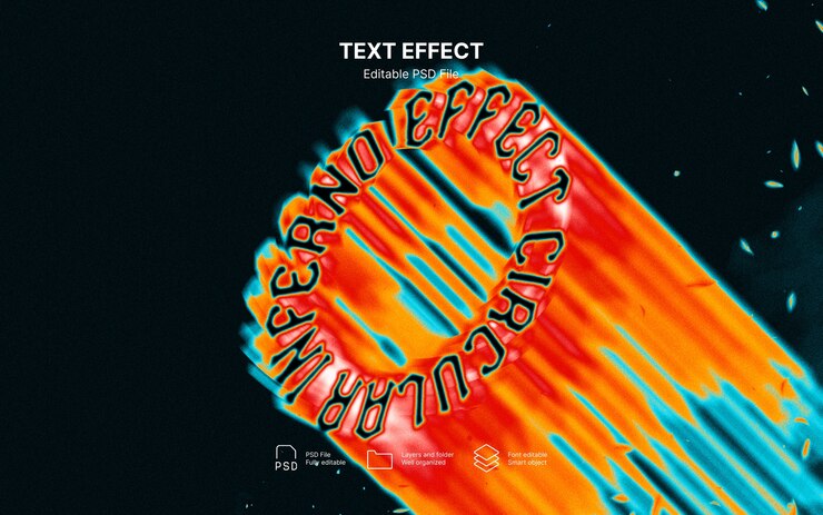 PSD circular inferno text effect