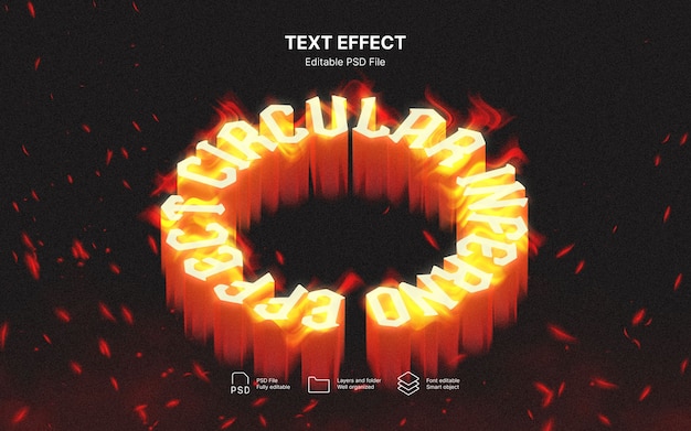 PSD circular inferno text effect