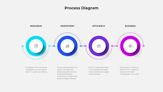 Circular infographic for presentations business processes or educational purposes with 4 steps