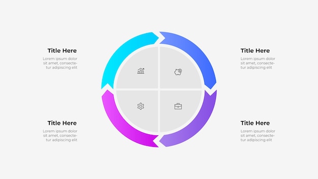 Circular infographic with four arrows representing a continuous process or workflow