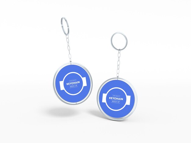 3 Three Transparent Clear Keychains Mockup Front View, PSD