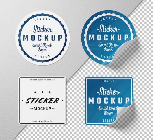 Circular and squared sticker mockup