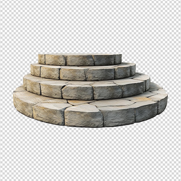 PSD circular stone steps isolated on transparent background