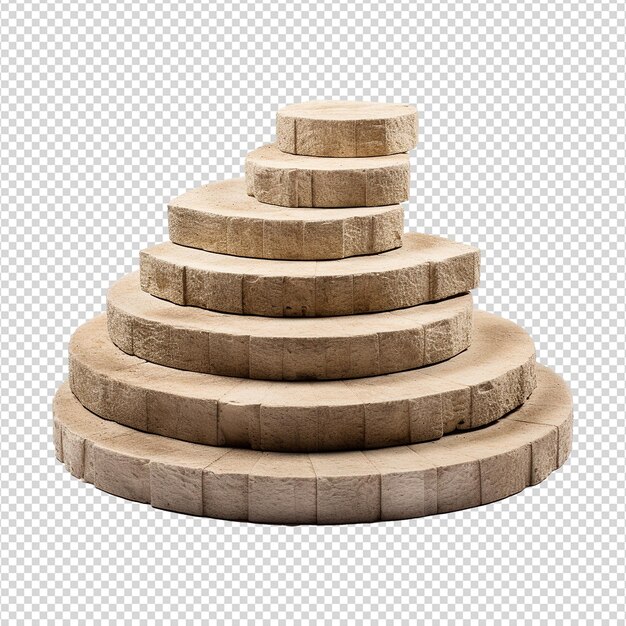 PSD circular stone steps isolated on transparent background