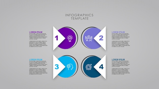 PSD circular timeline steps infographics template with four steps