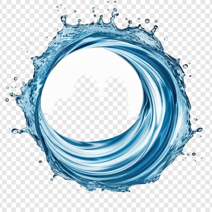 PSD circular water splash blue wave liquid refreshing clean pure aqua design element texture