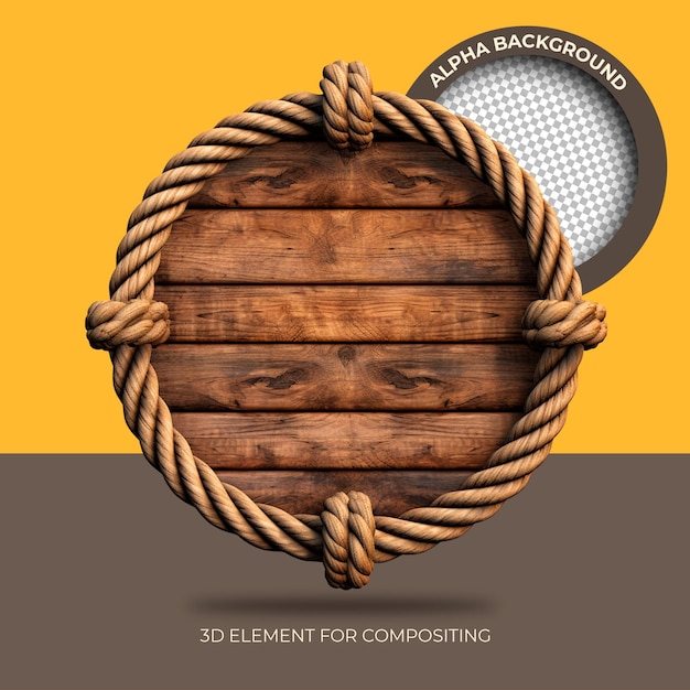 PSD circular wood with rope