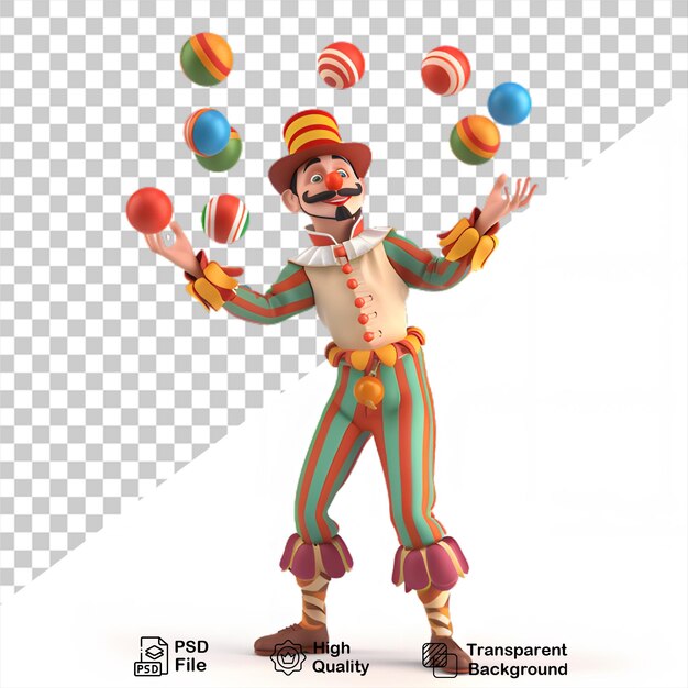 PSD circus cartoon personage geïsoleerd op witte achtergrond inclusief png-bestand