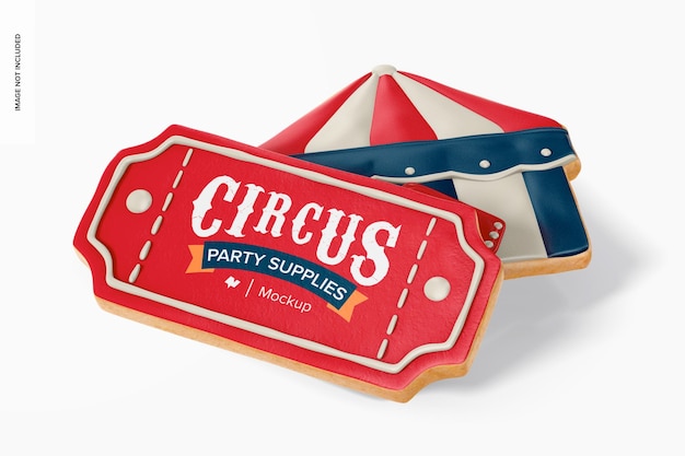 Circus party cookies mockup ad alto angolo di visione