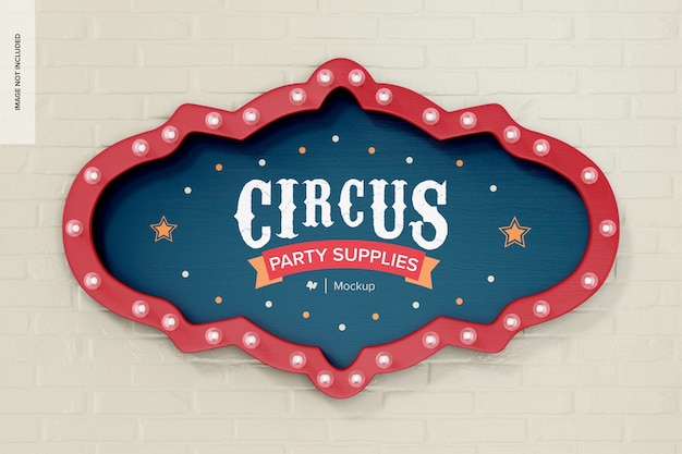 Circus party sign mockup front view