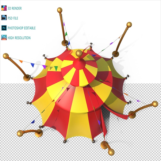 Circus tent 3d modeling psd