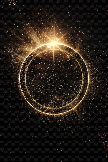 Cirkel met een gouden ster op een zwarte achtergrond