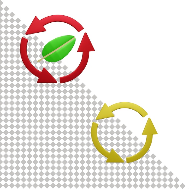 PSD cirkel pijlen en blad 3d-pictogram