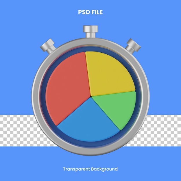 cirkeldiagram timer 3D-rendering psd-bestand transparante achtergrond