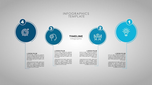 PSD cirkelvormige tijdlijn stappen infographics sjabloon met vier stappen