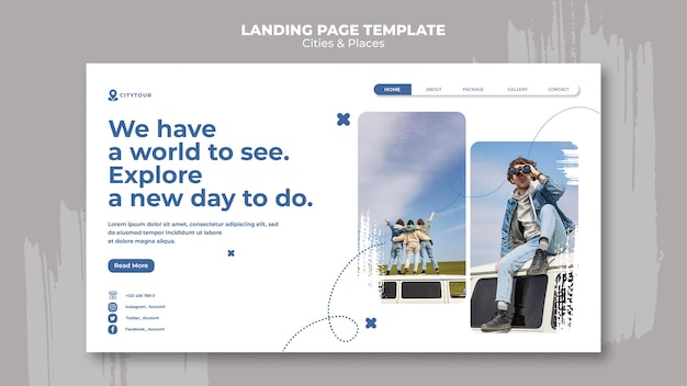 PSD 都市と場所のランディングページテンプレート