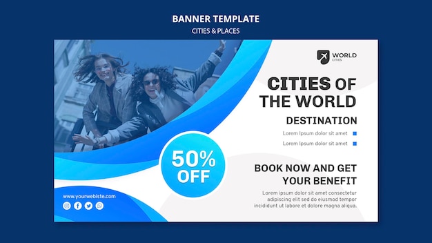 PSD cities and places banner template