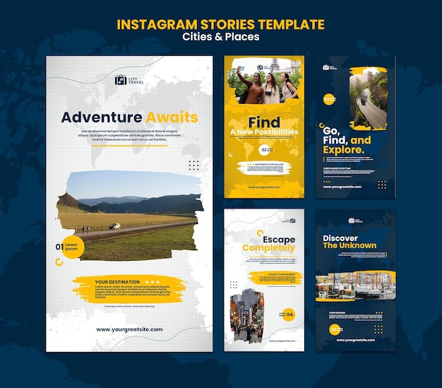 PSD cities and places instagram stories template