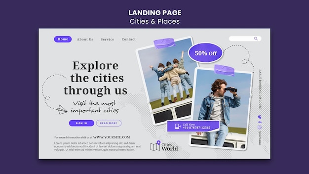 PSD cities and places landing page template