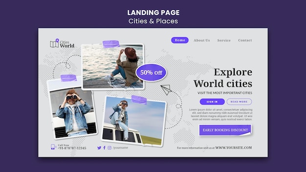 PSD cities and places landing page template