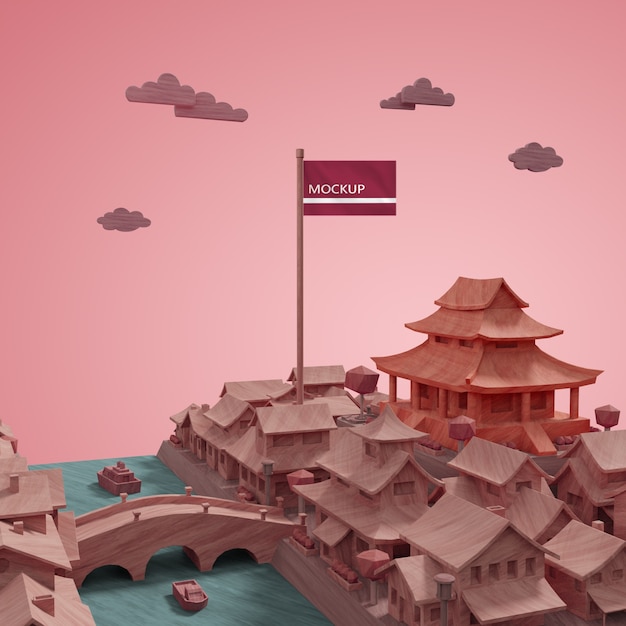 cities world day buildings model concept with mock-up