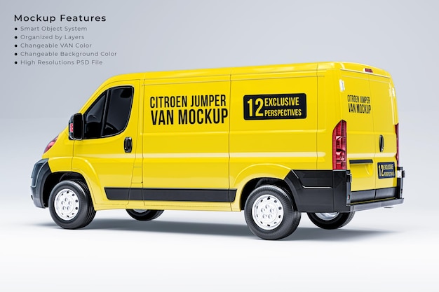 Citroen jumper van mockup vista laterale sinistra e posteriore